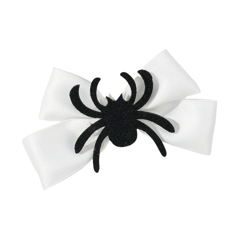 Girls Halloween Spider Solid Pink Black White Headwear Bow