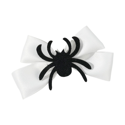 Girls Halloween Spider Solid Pink Black White Headwear Bow