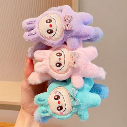 Fall Winter Cute Labubu Cartoon Plush Hair Claw Clip – Fluffy Back-of-Head Barrette