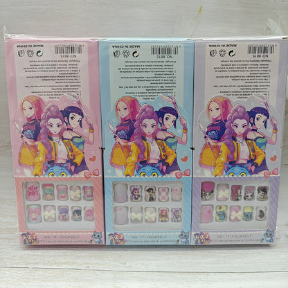 K-POP Demon Huntr Press-On Nails – Cute Handmade Nail Stickers for Girls