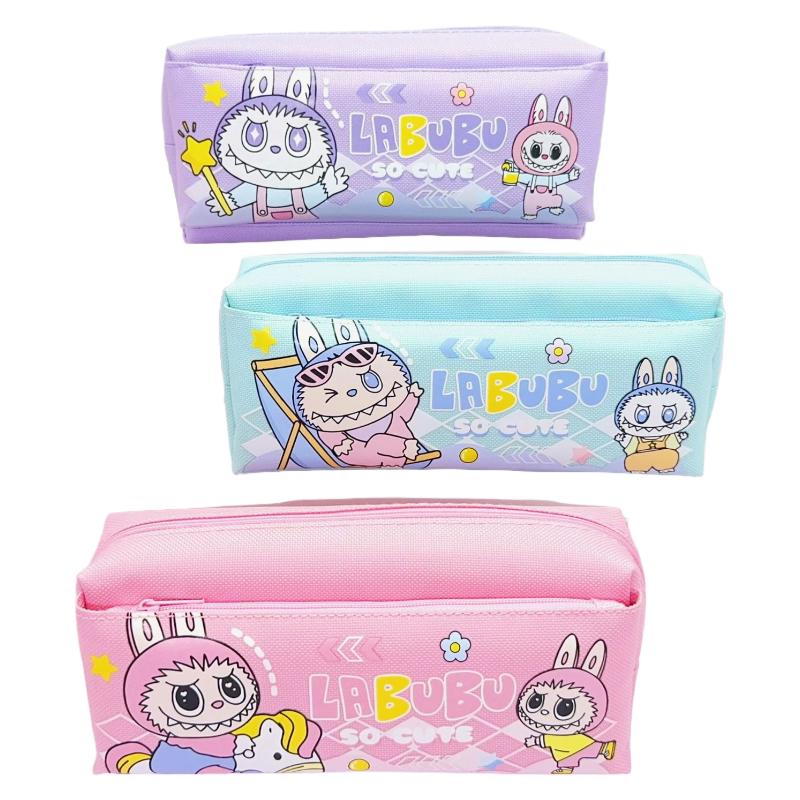 New Cartoon Labubu Pencil Case, Large Capacity Oxford Cloth Stationery Bag for Students