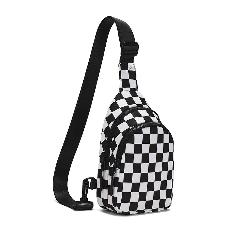 Sport Waist Pack Nylon Checkerboard Crossbody Bag Pastel