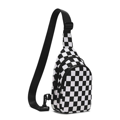 Sport Waist Pack Nylon Checkerboard Crossbody Bag Pastel