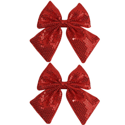 Christmas Bow Hair Clips – Solid Pearl Glitter Bow Barrettes for Girls