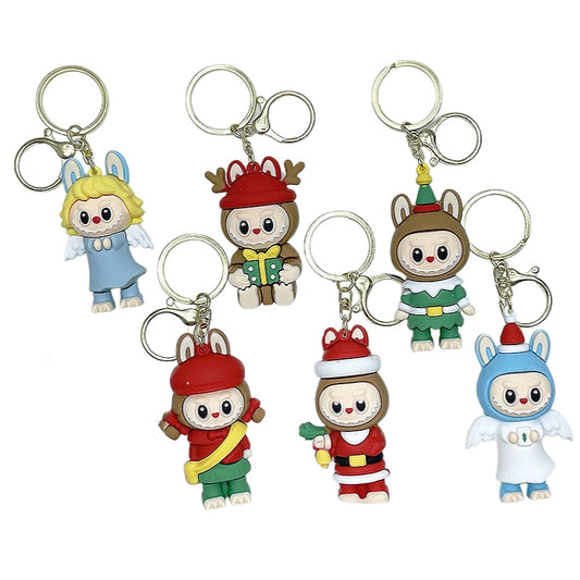 Labubu Christmas 2025 Santa Claus Silicone Keychain With Various Character Designs