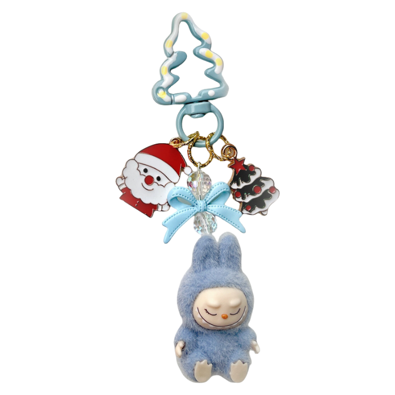 Christmas Labubu Keychain Toy in Car Cute Cartoon Keyring Accessory
