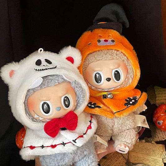 17cm Labubu Halloween Pumpkin Ghost Skull Outfit Changeable Costume Dress Up