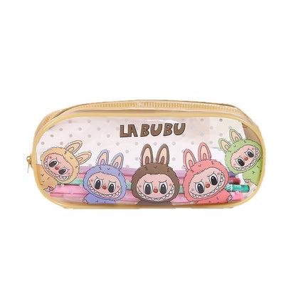 LABUBU Kids' Clear Pencil Case Printed PU Zipper Pouch Back To School