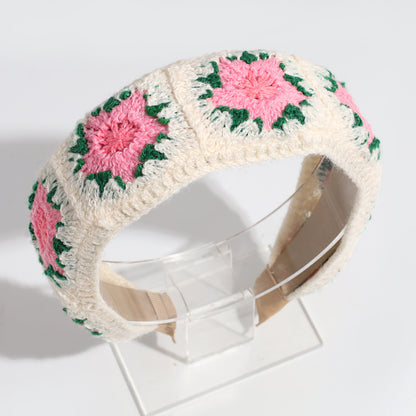 Girl's Floral Embroidery Knit Headband Hair Accessory