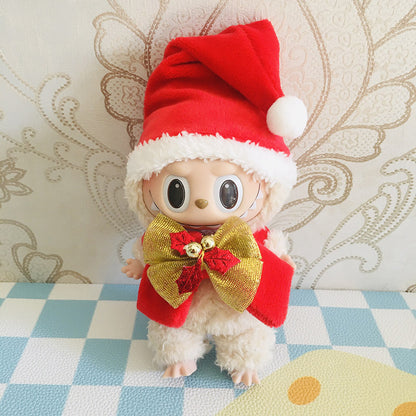 17cm Labubu Christmas Doll Outfit Bow Headwear Costume