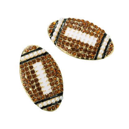 Sparkling Rhinestone Football Stud Earrings Alloy Sports-Inspired Jewelry for Women