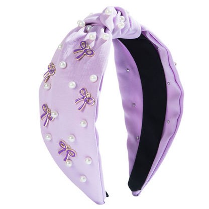 Girl Adult Knot Headband Wide Bow Hair Accessory Pearl Trim