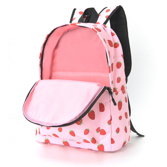 Kids' Printed Backpack: Strawberry Rainbow Butterfly Design