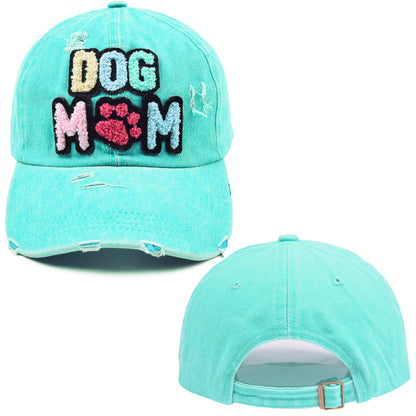 Ladies Embroidered DOG MAMA Chenille Patches Baseball Cap