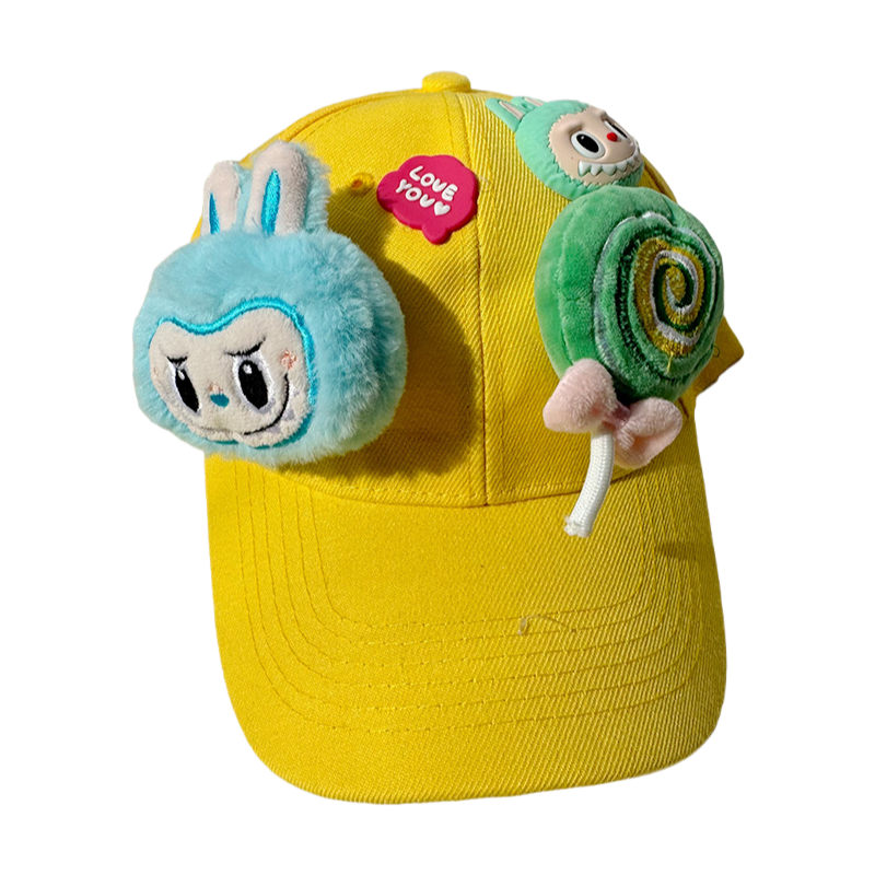 Labubu Plush Decor Cartoon Animal Silicone Baseball Cap – Parent-Child Sun Hat with Wide Brim
