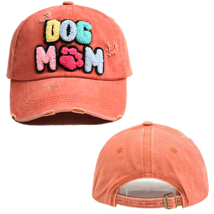 Ladies Embroidered DOG MAMA Chenille Patches Baseball Cap