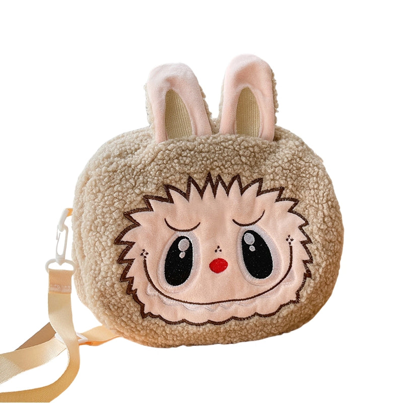 Kids Girls Labubu Soft Plush Crossbody Character Doll Bag