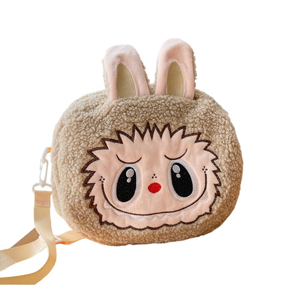Kids Girls Labubu Soft Plush Crossbody Character Doll Bag