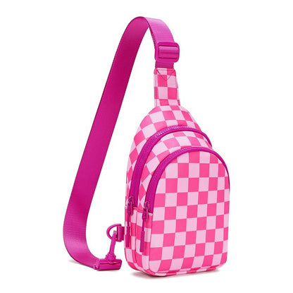 Sport Waist Pack Nylon Checkerboard Crossbody Bag Pastel