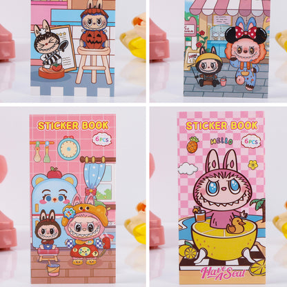 Labubu Stickers Book Cute Cartoon Character Decals DIY Scrapbooking & Craft Supplies