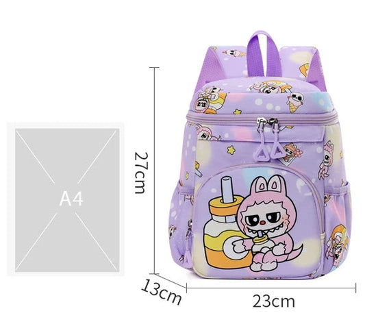 Labubu Print Trendy Large Zipper Backpack Back To School Bag Kindergarten