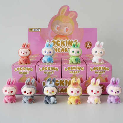 Labubu Flocked Vinyl Figure Collectible Toy Blind Box Surprise Trendy Desk Decor 12Pcs