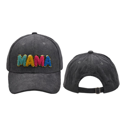 Lady Embroidery Corduroy MAMA Chenille Patches Baseball Cap