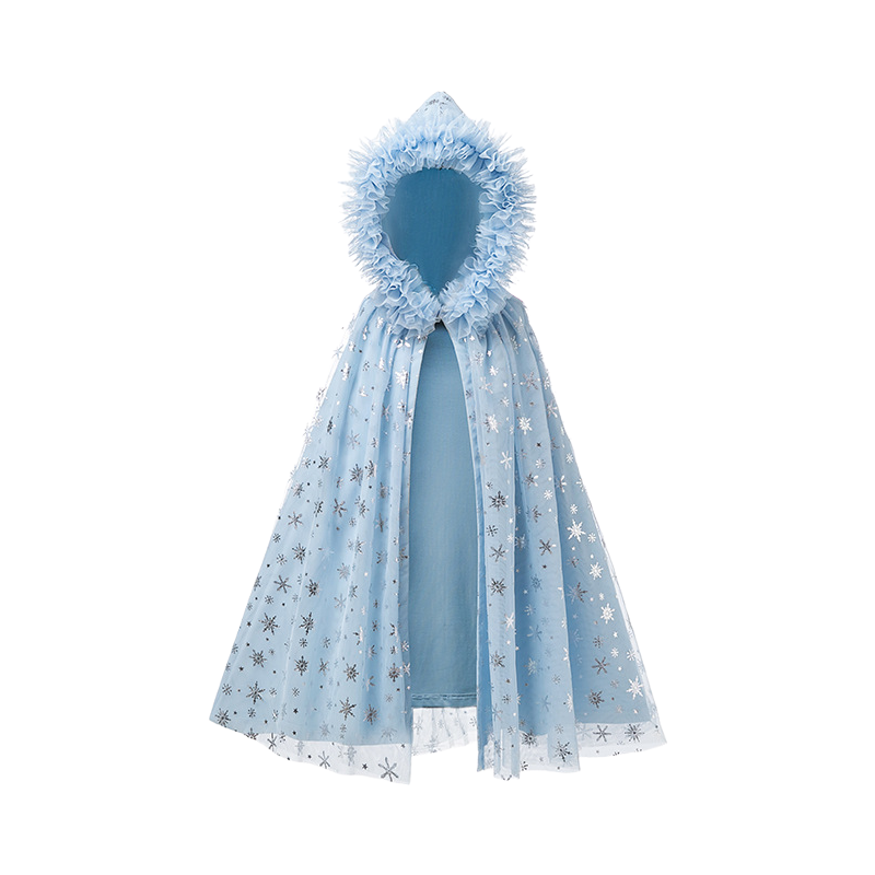 Girls Winter Princess Hooded Cape – Sparkly Snowflake Cloak Coat for Dress Up & Parties