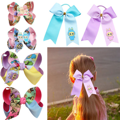 Labubu Printed Hair Clip Fabric Bow Hair Accessory for Kids Girls