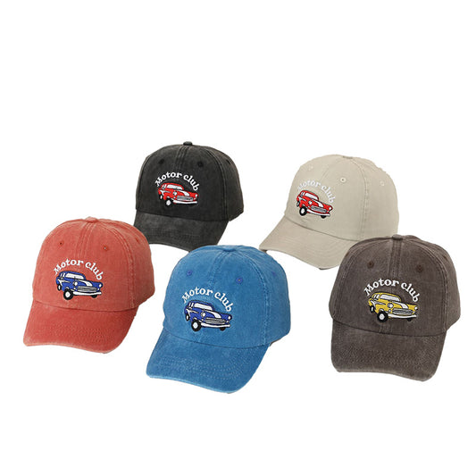 Kids Boy's Motor Embroidery Solid Color Baseball Cap