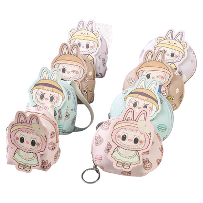 Labulu Coin Purse Keychain Wallet Charm Zipper Mini Backpack Shape