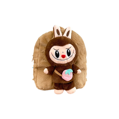 Labubu Strawberry Soft Plush Backpack Character Doll School Bag
