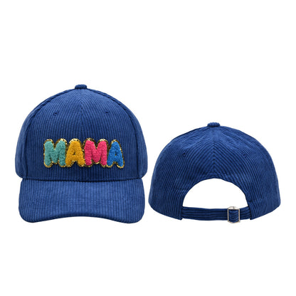 Lady Embroidery Corduroy MAMA Chenille Patches Baseball Cap