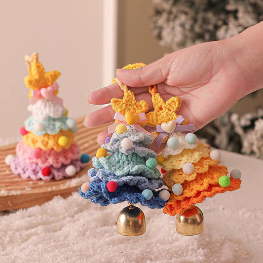 Plush Christmas Bell Ornaments Crochet Christmas Tree Mini Decor & Car Hanging