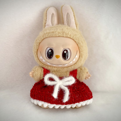 17cm Labubu Christmas Doll Outfit Bow Headwear Costume