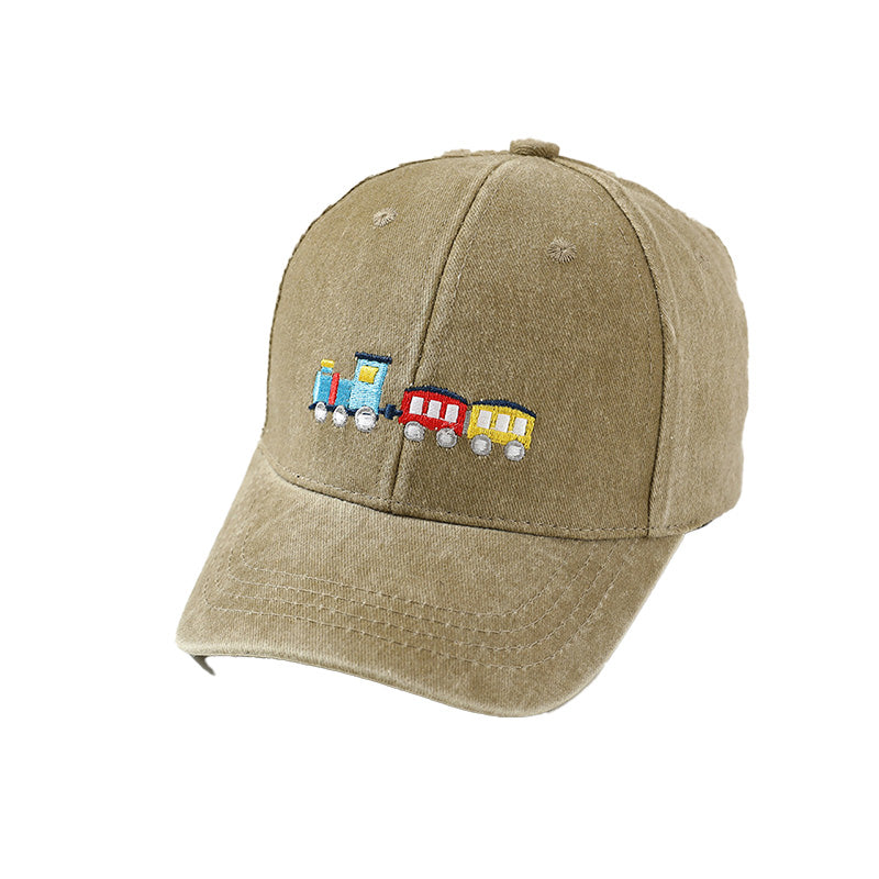 Toddler Train Embroidery Baseball Cap Soft Cotton 6 Colors