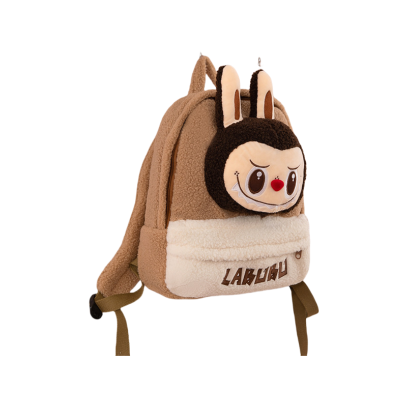 Labubu Soft Plush Fleece Backpack Cute Character Doll School Bag
