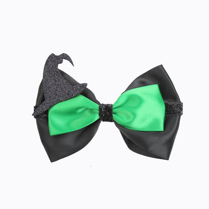 Halloween Witch Print Green Pink Black Hair Clips Bow Hairpins Girls