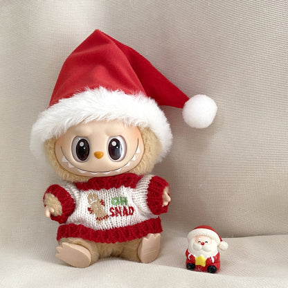17cm Labubu Christmas Doll Outfit Bow Headwear Costume