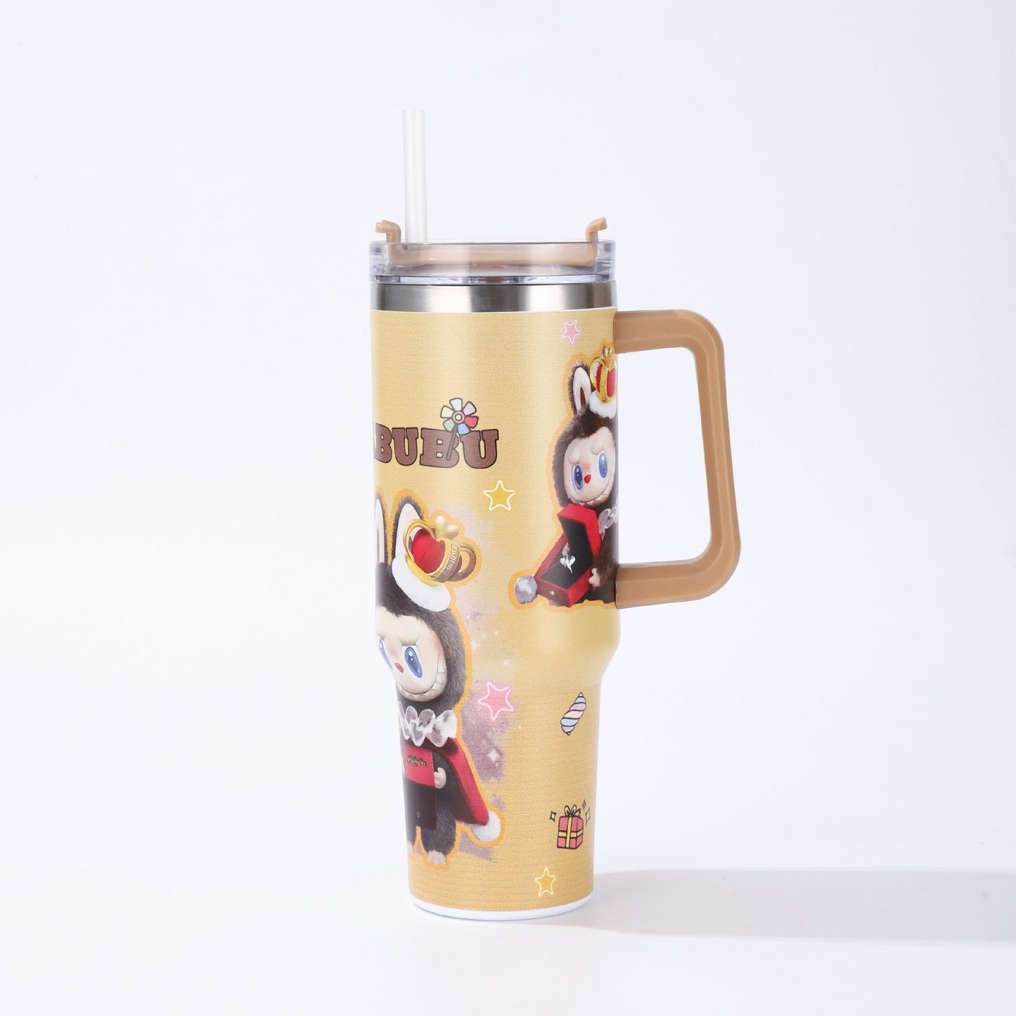 Labubu 40oz Insulated Tumbler with Handle and Straw Car Travel Mug, Hot & Cold Stainless Steel Cup
