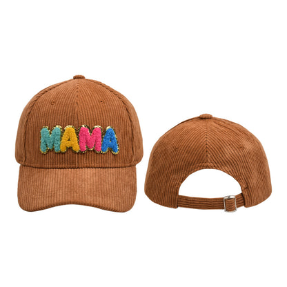 Lady Embroidery Corduroy MAMA Chenille Patches Baseball Cap