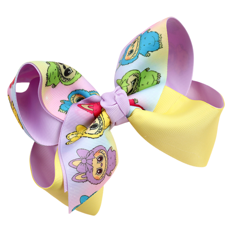 Labubu Printed Hair Clip Fabric Bow Hair Accessory for Kids Girls
