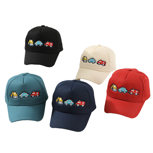 Kids Embroidered Baseball Cap Cars Fire Truck Digger Designs