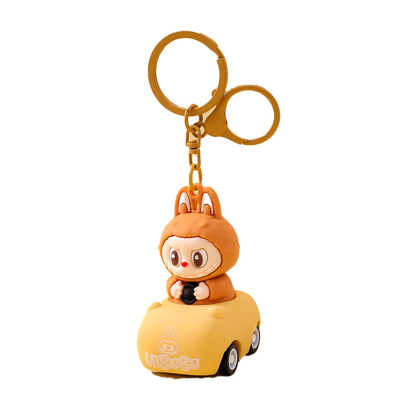 Labubu Keychain Toy in Car Cute Cartoon Keyring Accessory