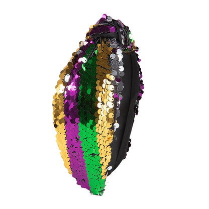 Patriotic Vibrant Sequin Knot Headband Flag Hair Accessory