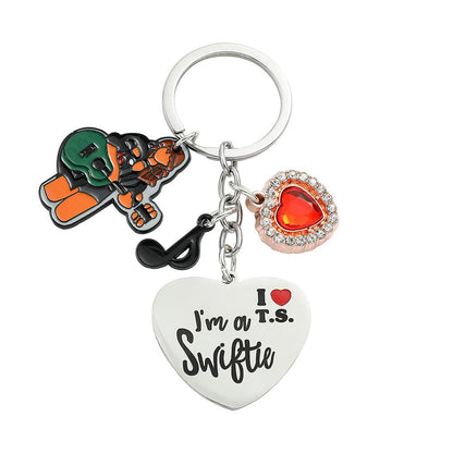 Taylor Swift Inspired Guitar Keychain Alloy Pendant, Album Merchandise Gift for Swifties