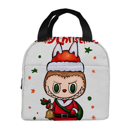 Labubu Christmas 2025 Cartoon Lunch Bag Insulated Bento Box Tote for Kids Adult