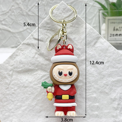 Labubu Christmas 2025 Santa Claus Silicone Keychain With Various Character Designs