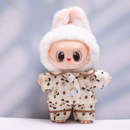 Labubu Pajamas Set Dog Print Changeable Costume Doll Dress Up