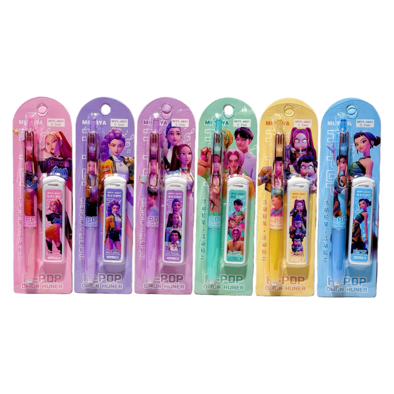 New K-pop Demon Hunters Mechanical Pencil Set – No-Sharpen, Unbreakable Lead, Automatic Pencil Stationery